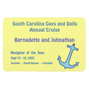 Blue Anchor on Yellow Stateroom Door Marker Magnet
