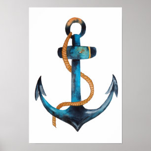 Blue Anchor Print