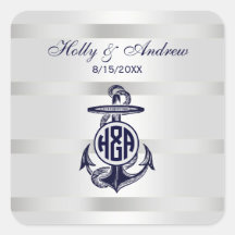 Blue Anchor Silver White Navy Circle Monogram 33