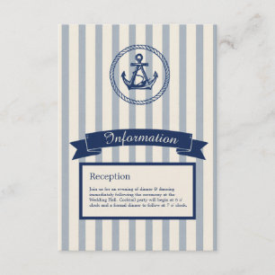 blue Anchor Stripe Maritime Destination Wedding Enclosure Card