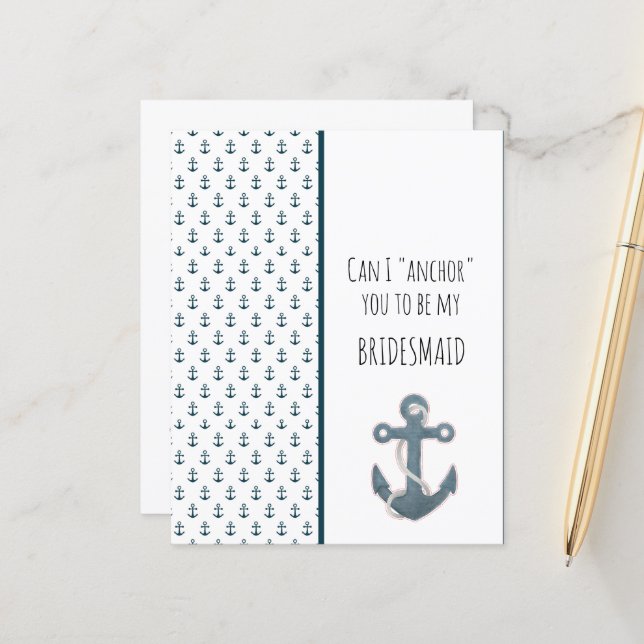 Blue Anchor Will You Be My Bridesmaid (Front/Back In Situ)