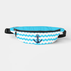 Blue anchor with blue waves bum bags