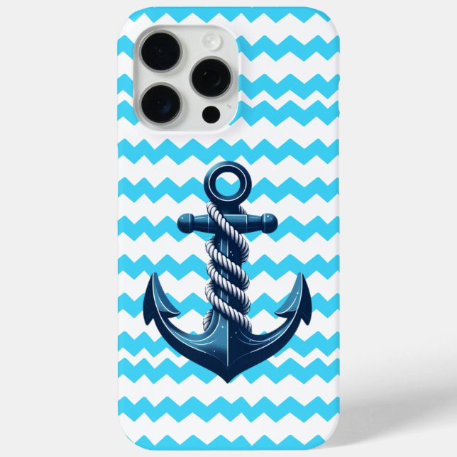 Blue anchor with blue waves Case-Mate iPhone case (Back)