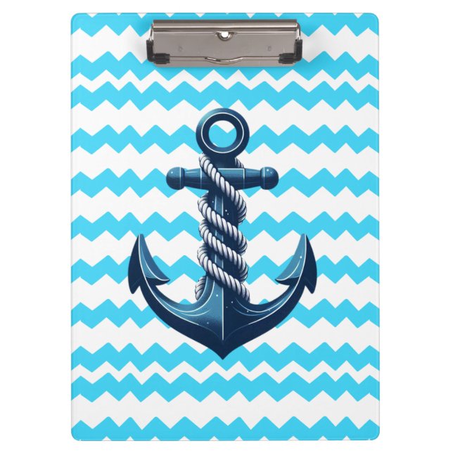 Blue anchor with blue waves clipboard (Front)