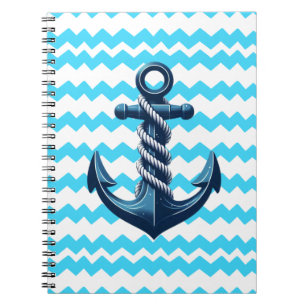 Blue anchor with blue waves notebook
