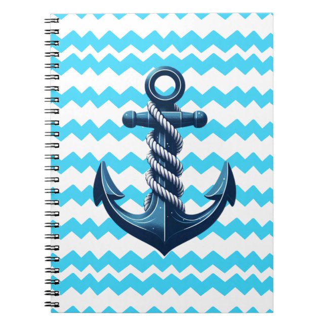 Blue anchor with blue waves notebook (Front)