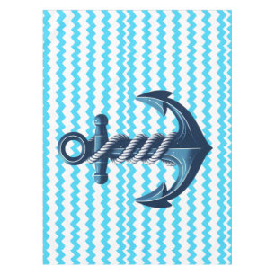 Blue anchor with blue waves tablecloth