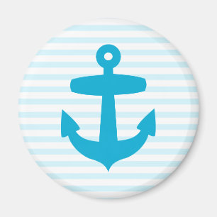 Blue Anchor with Light Blue Breton Stripes Magnet