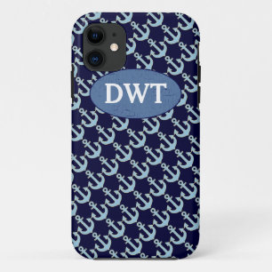 blue anchors pattern personalised Case-Mate iPhone case