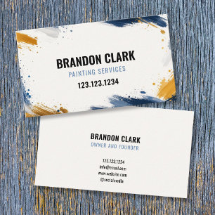 Blue and Amber Scattered Splatter Frame Painting Business Card