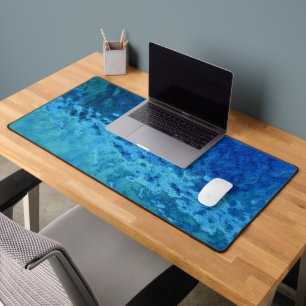 Blue and Aqua Stained Glass Desk Mat
