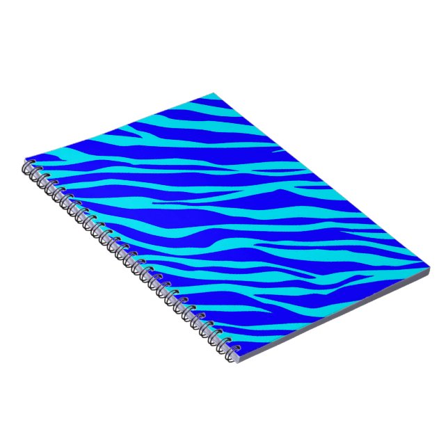 Blue and Aqua Zebra Striped Notebook (Right Side)
