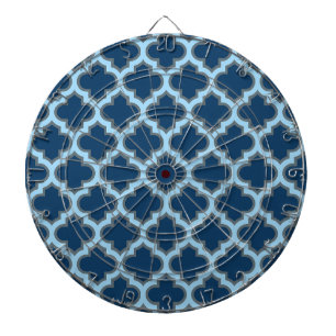 Blue and Baby Blue Trellis, Lattice, Quatrefoil Dartboard