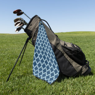 Blue and Baby Blue Trellis, Lattice, Quatrefoil Golf Towel