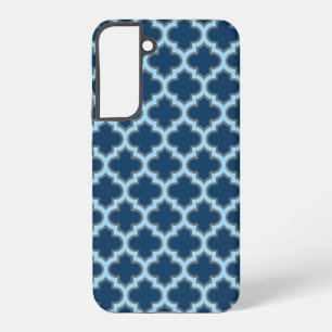 Blue and Baby Blue Trellis, Lattice, Quatrefoil Samsung Galaxy Case