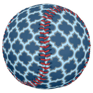 Blue and Baby Blue Trellis, Lattice, Quatrefoil Softball