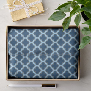 Blue and Baby Blue Trellis, Lattice, Quatrefoil Tissue Paper