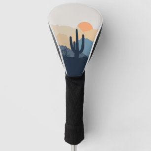 Blue and beige desert sunrise golf head cover