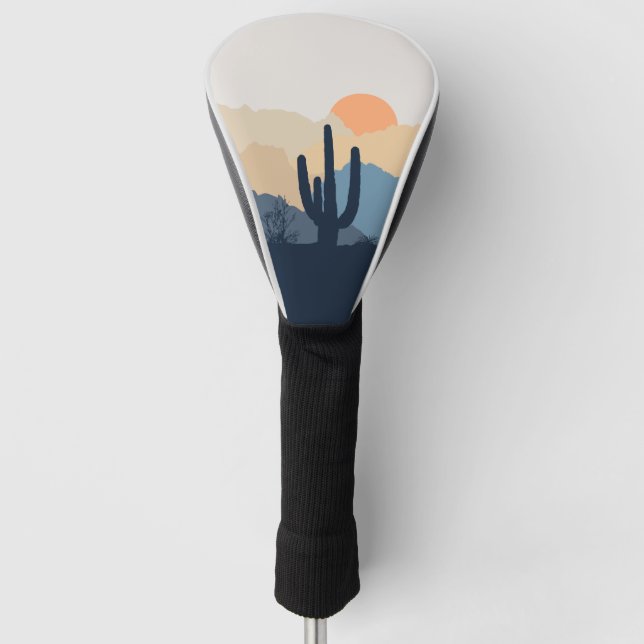 Blue and beige desert sunrise golf head cover (Front)