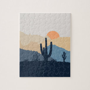 Blue and beige desert sunrise jigsaw puzzle