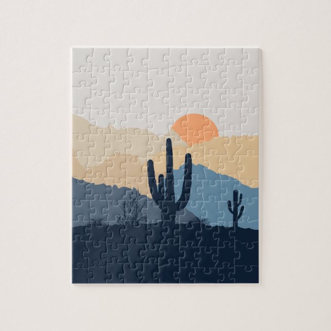 Blue and beige desert sunrise jigsaw puzzle (Vertical)