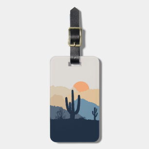 Blue and beige desert sunrise luggage tag
