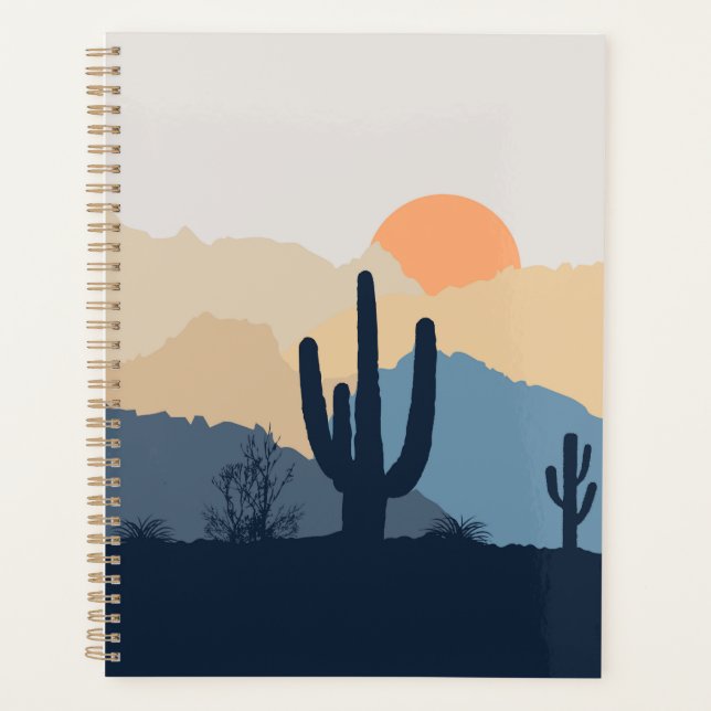Blue and beige desert sunrise planner (Front)
