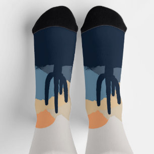 Blue and beige desert sunrise socks