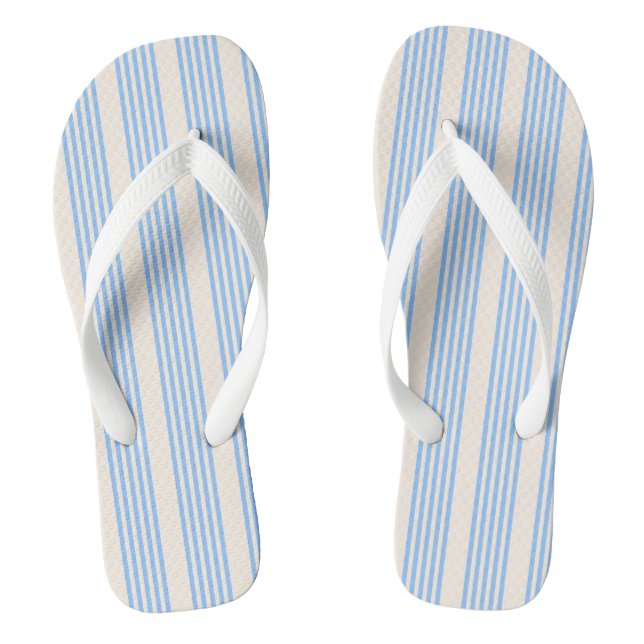 Blue and beige five stripe pattern jandals (Footbed)