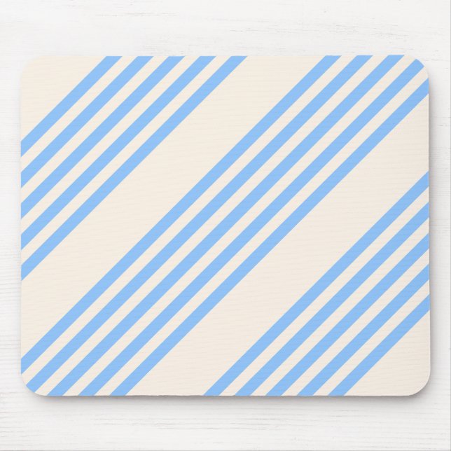Blue and beige five stripe pattern mouse pad (Front)
