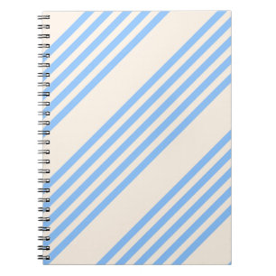 Blue and beige five stripe pattern notebook