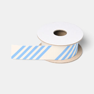 Blue and beige five stripe pattern satin ribbon