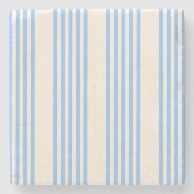 Blue and beige five stripe pattern stone coaster (Front)