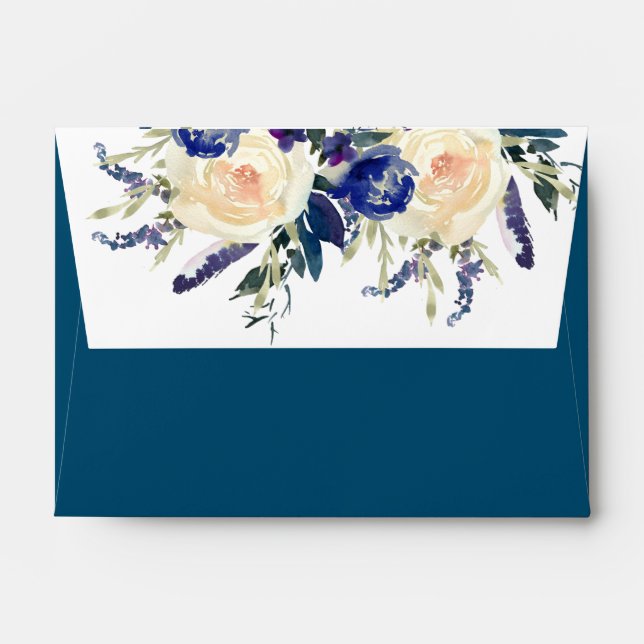 Blue and Beige Floral Envelope (Back (Top Flap))