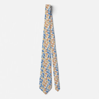 Blue and Beige Leaf Men's Tie