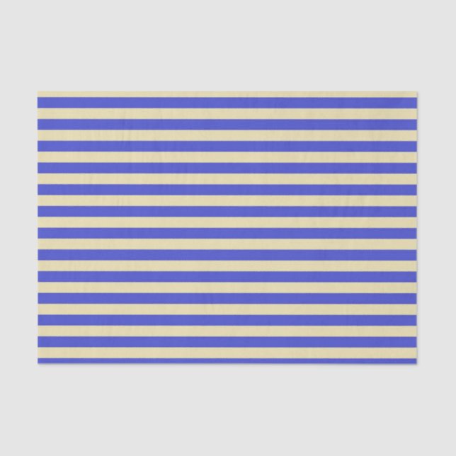 Blue and Beige Stripes Tissue Paper (Front)