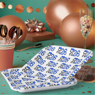 Blue and Black 2025 Graduation Paper Plate