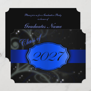 Blue and Black 2027 Graduation Party Invitation