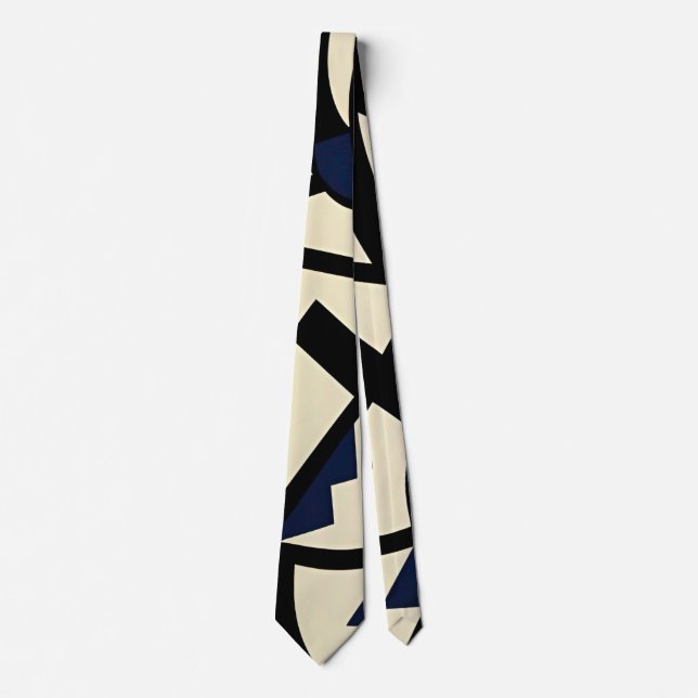 Blue and Black Abstract Art Tie (Front)
