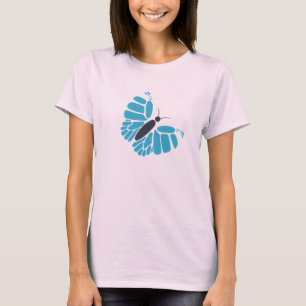 Blue and black abstract butterfly flying shirts