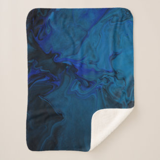 Blue and black abstract painting sherpa blanket