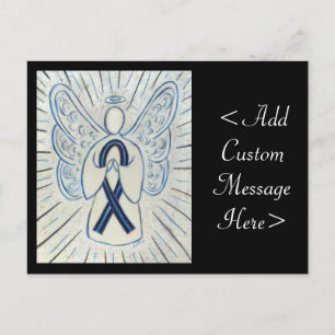 Blue and Black Awareness Ribbon Angel Art Postcard