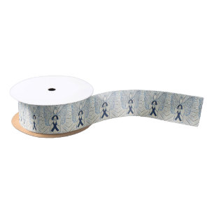 Blue and Black Awareness Ribbon Angel Ribbon Satin Ribbon
