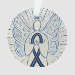 Blue and Black Awareness Ribbon Custom Ornaments