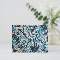 Blue and Black Brush marks Abstract