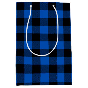 Blue and Black Buffalo Plaid Medium Gift Bag