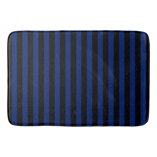 Blue and black candy stripes bath mat (Front)