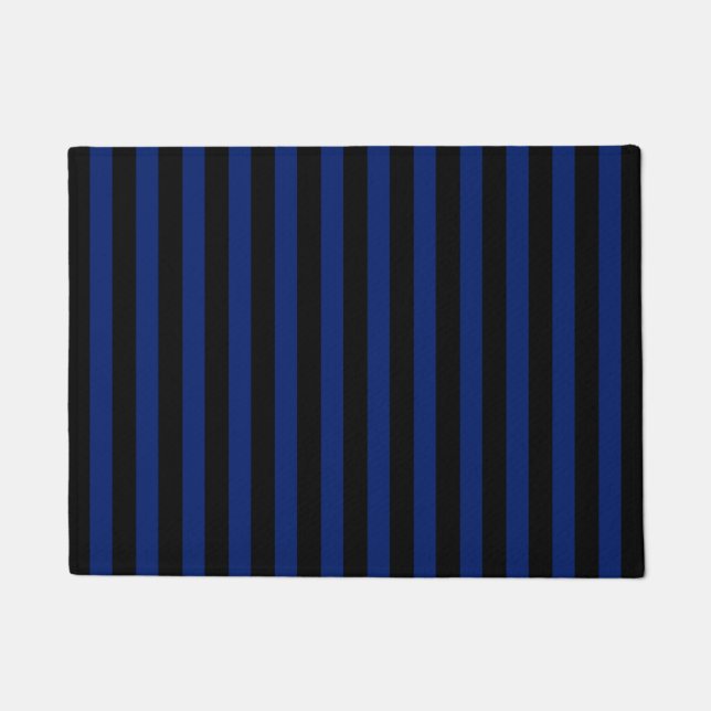 Blue and black candy stripes doormat (Front)