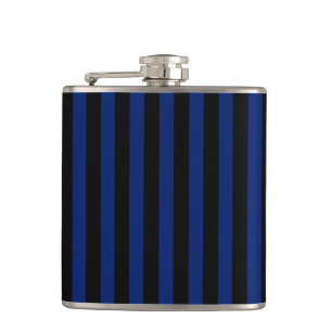Blue and black candy stripes hip flask