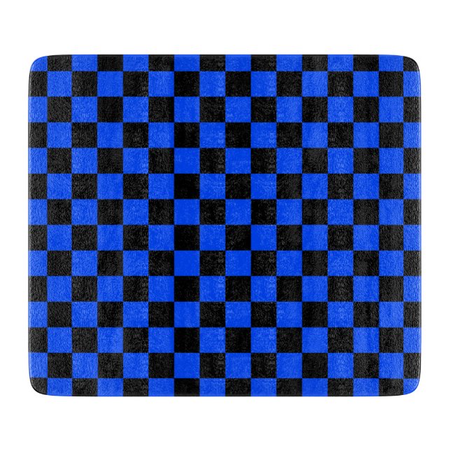 Blue and black checkerboard pattern cutting board (Front)